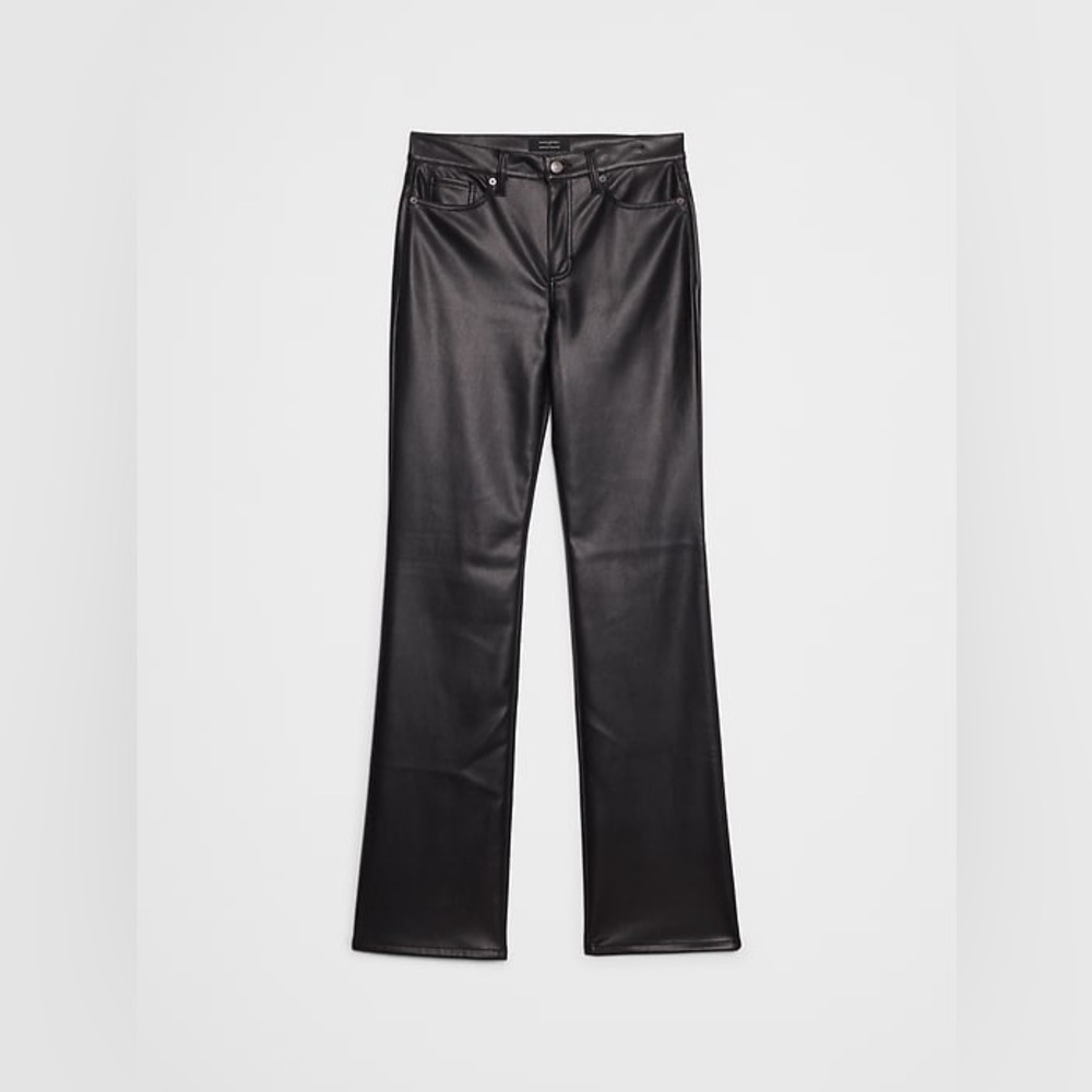 Banana Republic Vegan Leather Bootcut Pants 6 Petite NWT Black Mid Rise